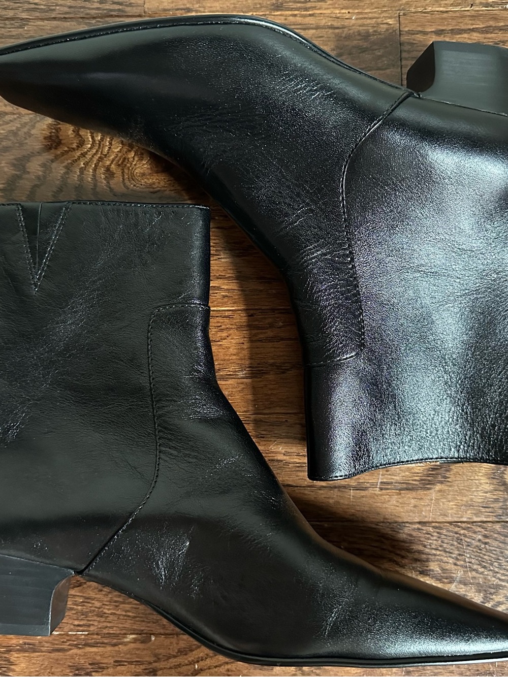 NWOB Madewell Lexie Ankle Boot Black Leather Block Heel Square Toe Size 8 - Picture 11 of 14